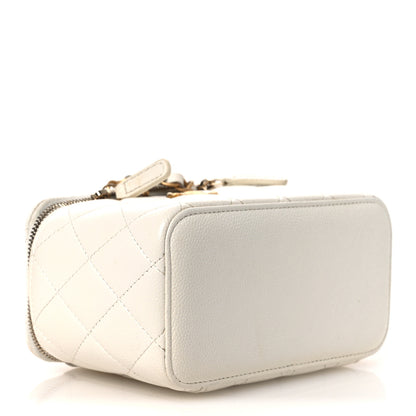 Chanel Shiny Caviar Quilted Pick Me Up Vanity Case White 3 of 11