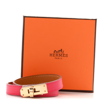 Hermes Epsom Kelly Double Tour Bracelet T4 Rose Extreme 6 of 6