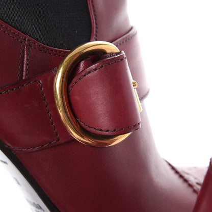 Prada Calfskin Cap Toe Chelsea Boots 38 Amaranto 13 of 14