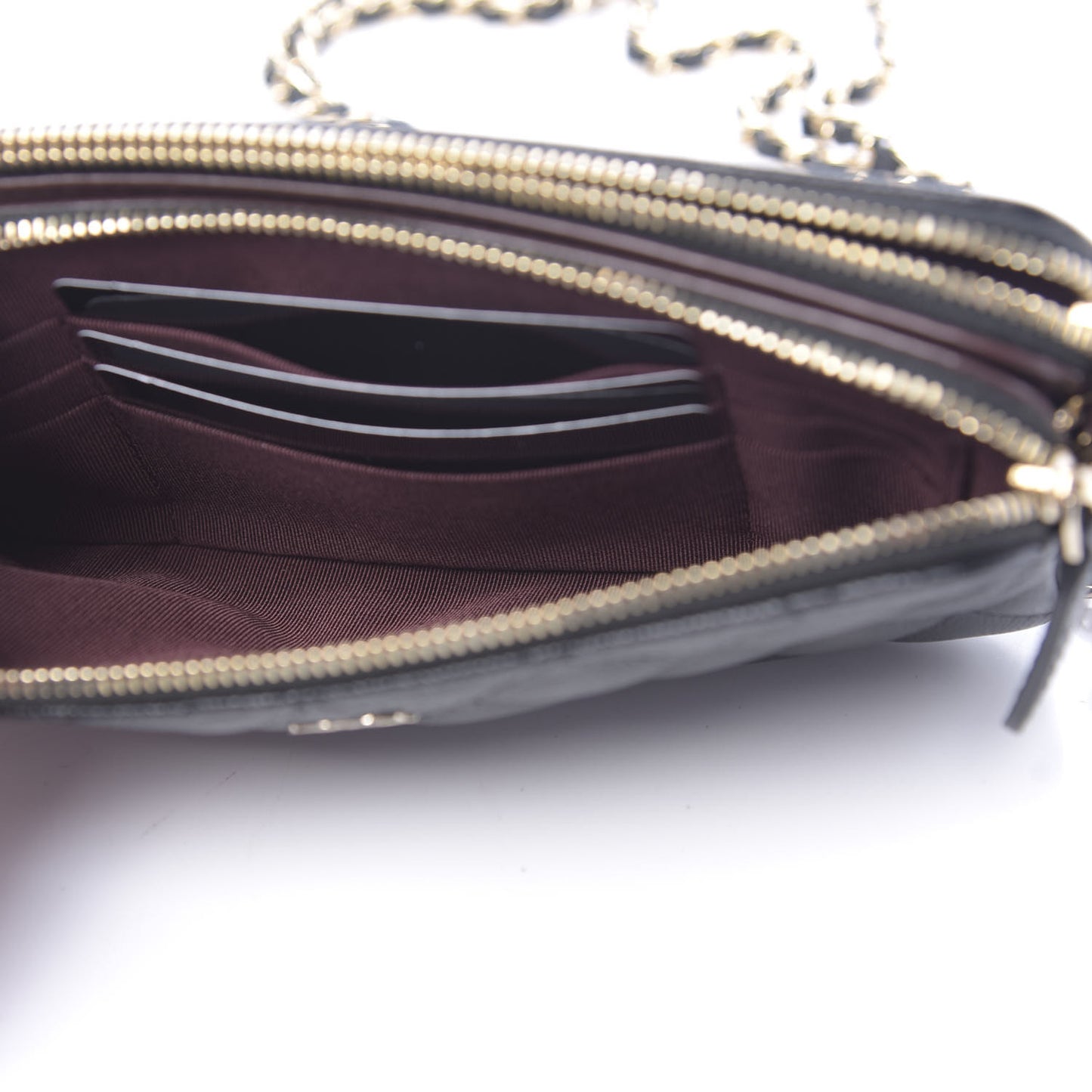 Caviar Quilted Small Clutch With Chain Black
