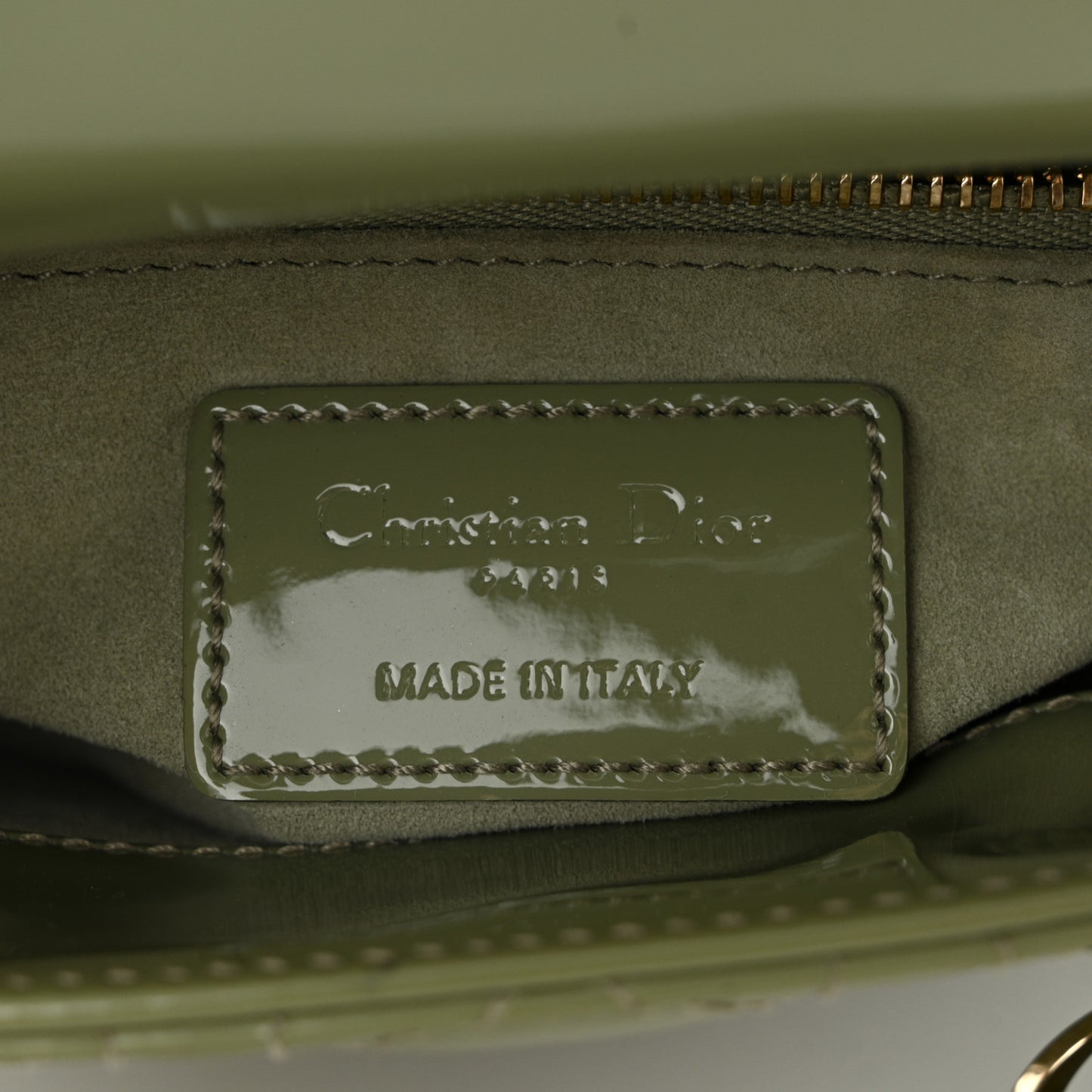 Patent Cannage Mini Lady Dior Dusty Green