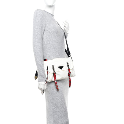 Prada Nylon New Vela Studded Messenger White Fuoco 2 of 11