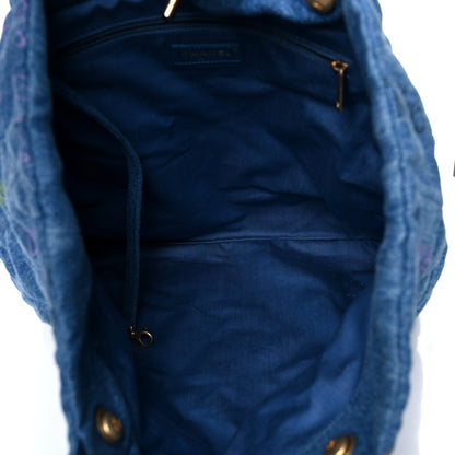 Chanel Denim Quilted Denim Mood Maxi Shopping Bag Blue Multicolor 5 of 10