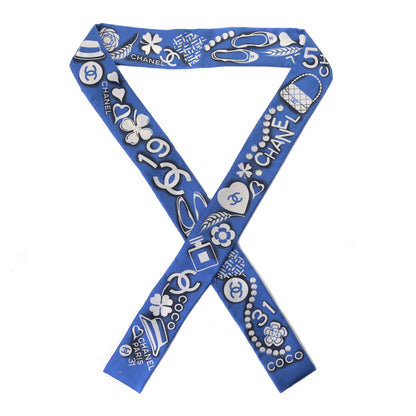 Chanel Silk CC Slim Bandeau Scarf Navy Ecru 1 of 3