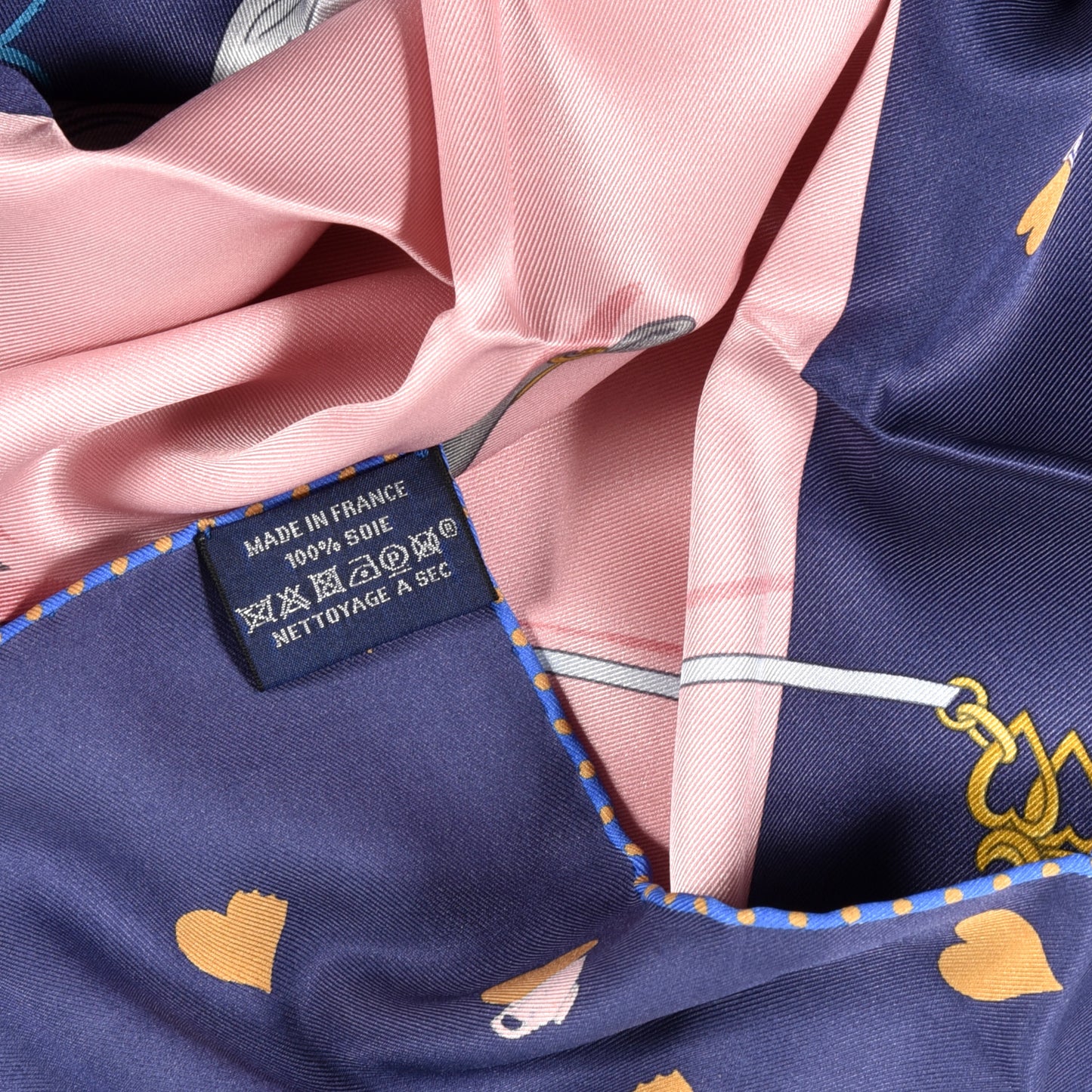 Silk Tea Time Scarf 70 Marine Vieux Rose