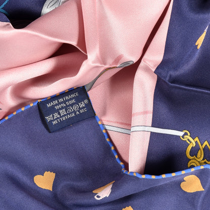Hermes Silk Tea Time Scarf 70 Marine Vieux Rose 6 of 8