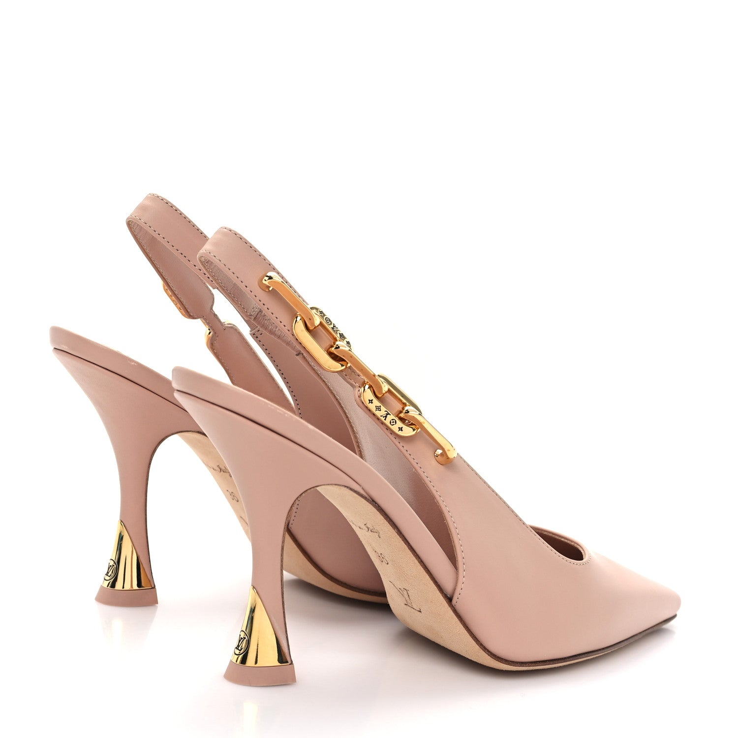 Louis Vuitton Calfskin Sparkle Slingback Pumps 36 Nude 5 of 10