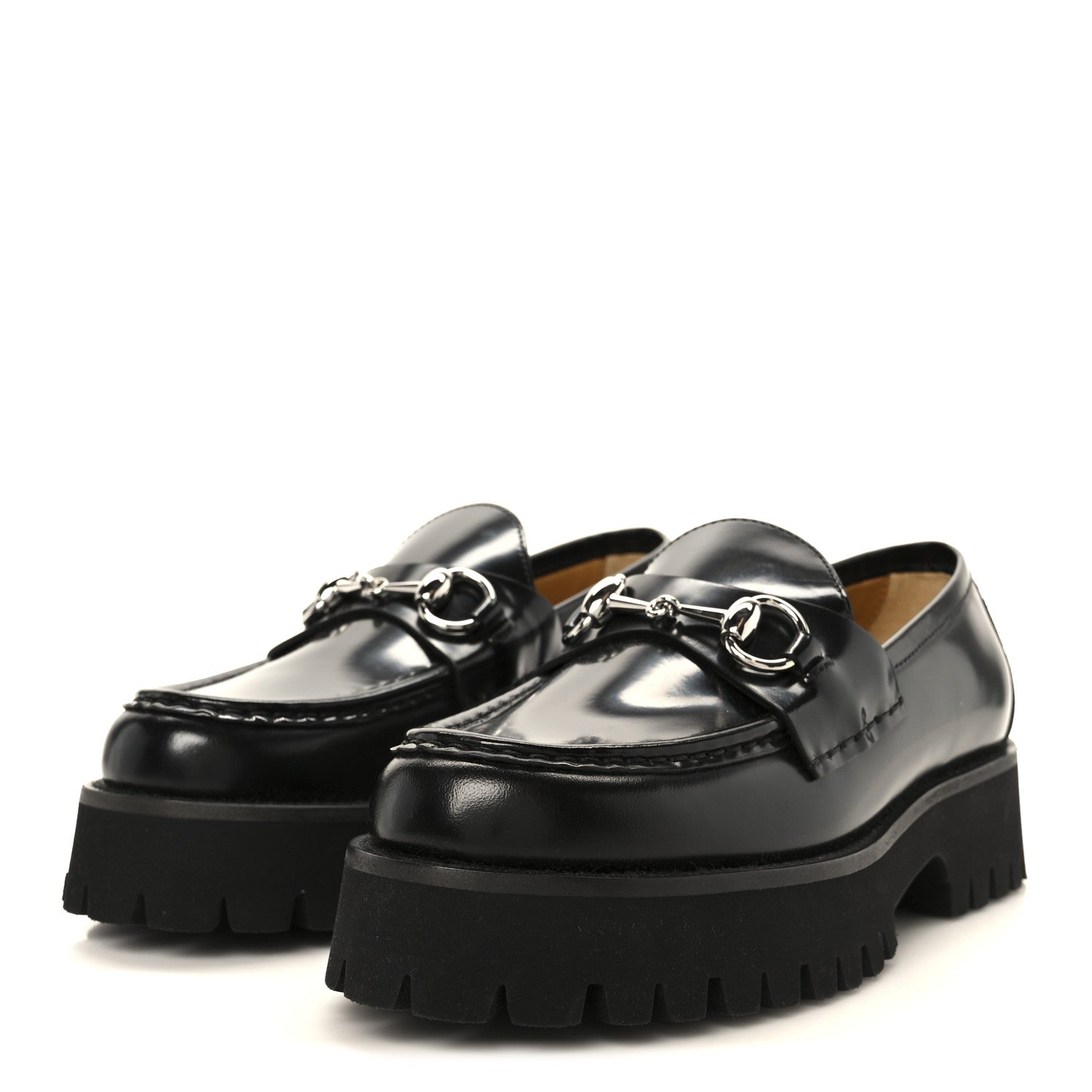 Gucci Cordovan Lux Womens Horsebit 45mm Platform Loafers 36 Black 4 of 10