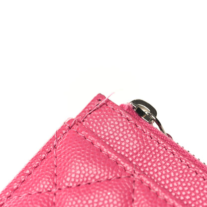 Chanel Caviar Quilted CC Zip Card Holder Dark Pink 11 of 12