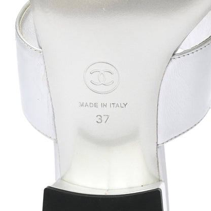 Chanel Iridescent Calfskin Crystal Stars Sandals 37 Silver 7 of 12