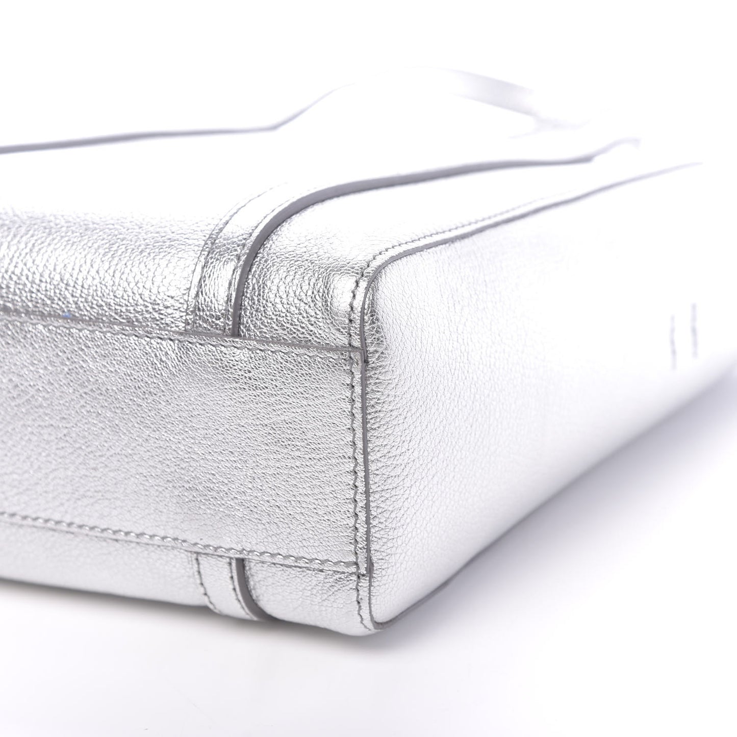 Metallic Goatskin Logo XXS Everyday Tote Argent Black