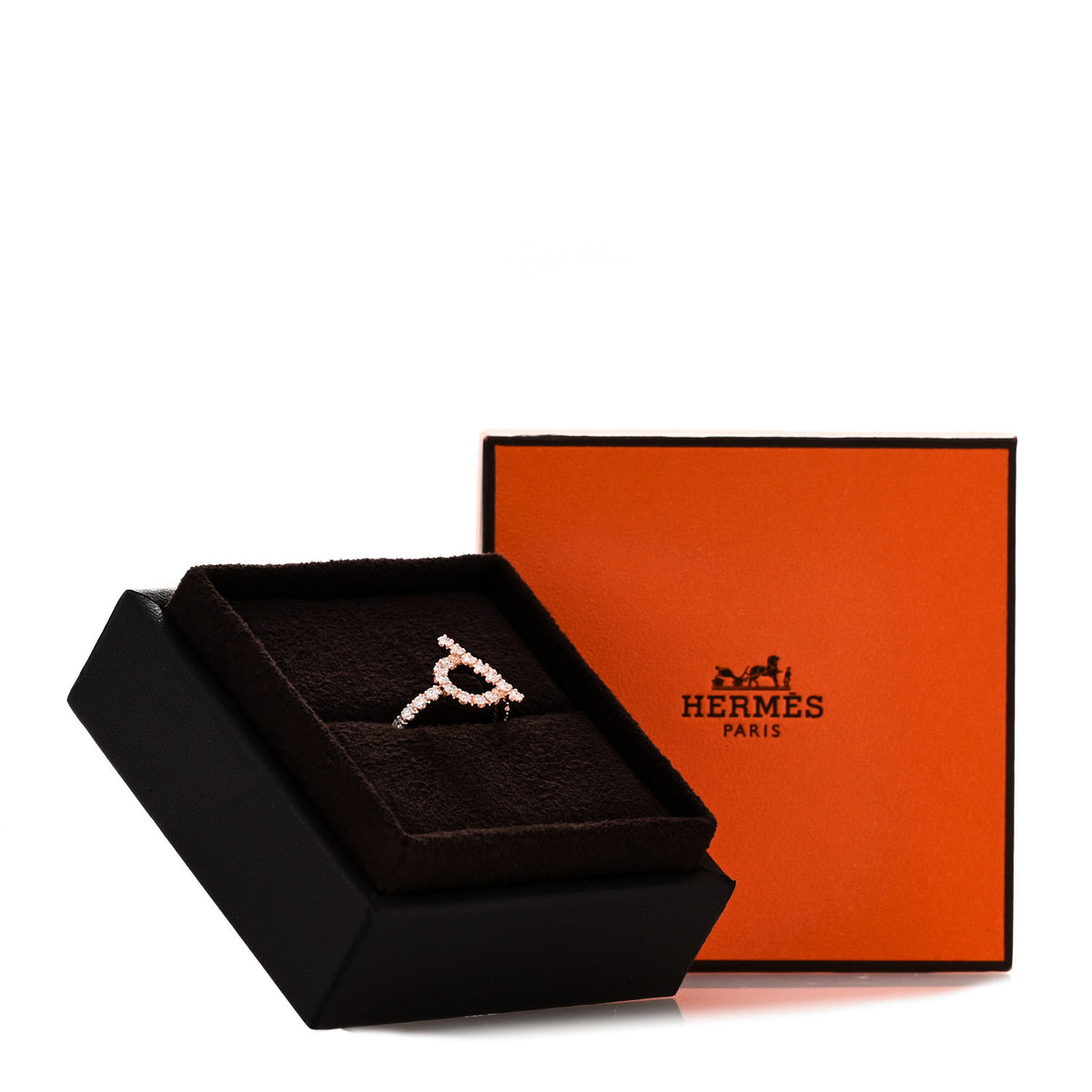 Hermes 18K Rose Gold Diamond Finesse Ring 52 6 6 of 6