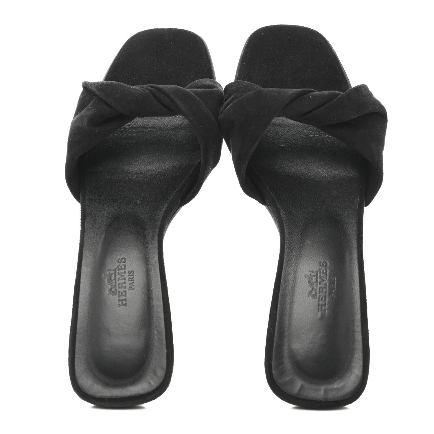 Hermes Suede Goatskin Giny 55 Sandals 38 Black 2 of 10