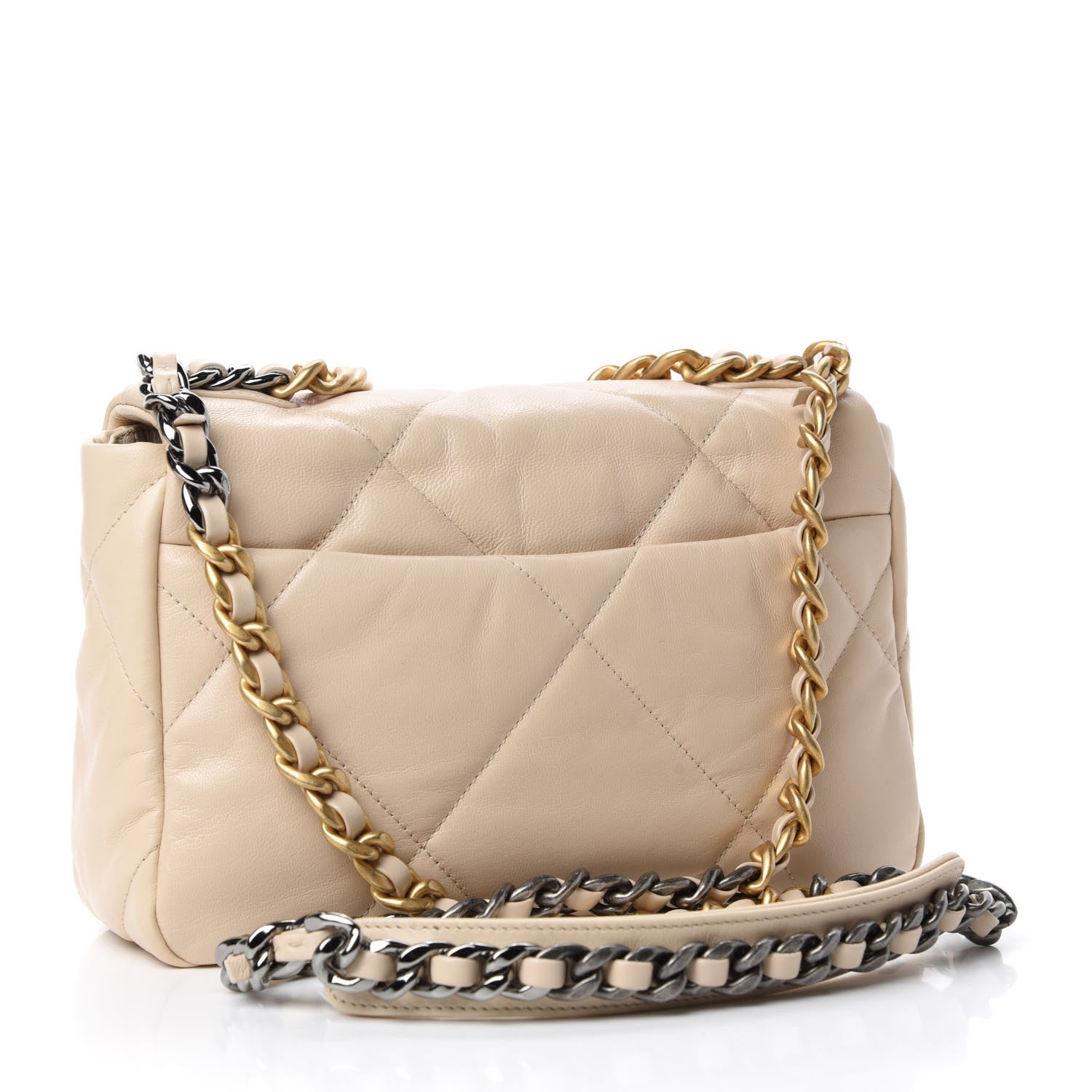 Chanel Goatskin Quilted Medium Chanel 19 Flap Beige 3 of 10