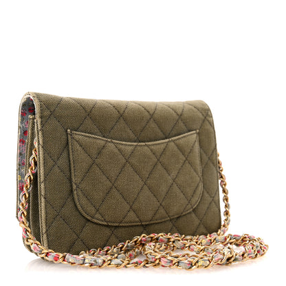 Chanel Canvas Quilted Coco Cuba Charms Wallet on Chain WOC Khaki 3 of 14