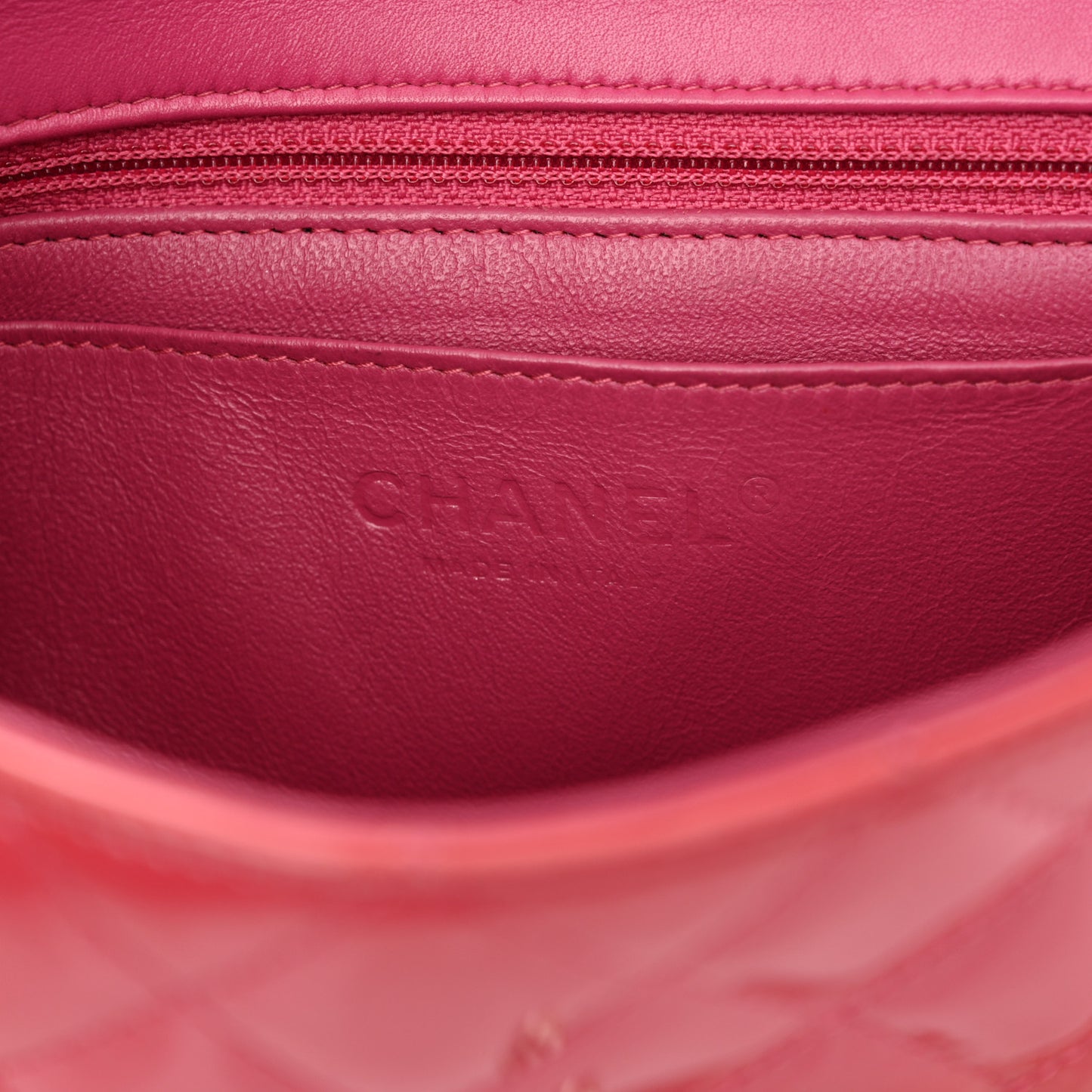 Patent Calfskin Quilted Mini Rectangular Flap Pink