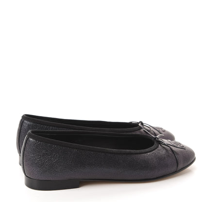 Chanel Caviar CC Cap Toe Ballerina Flats 38 Black 4 of 9