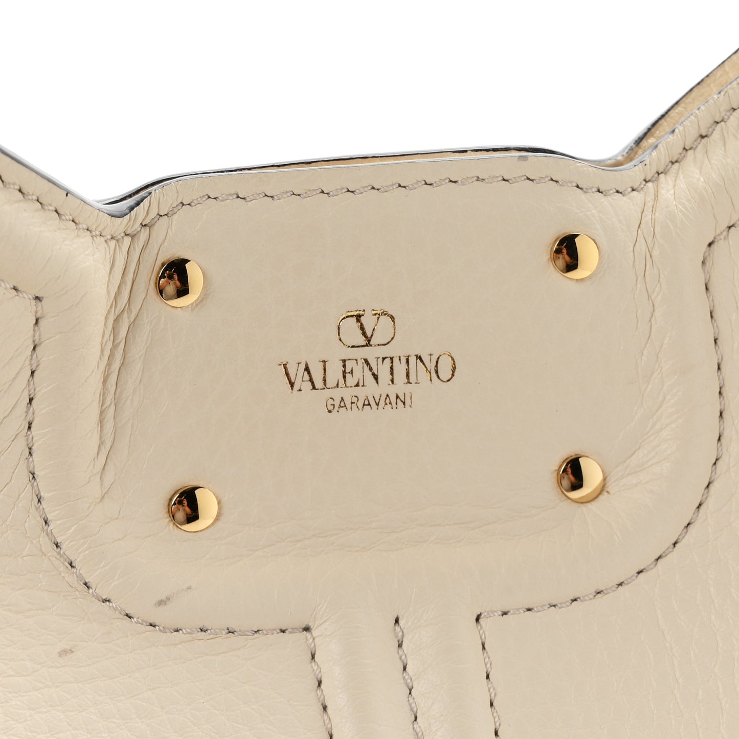 Grained Calfskin Vlogo Tote White