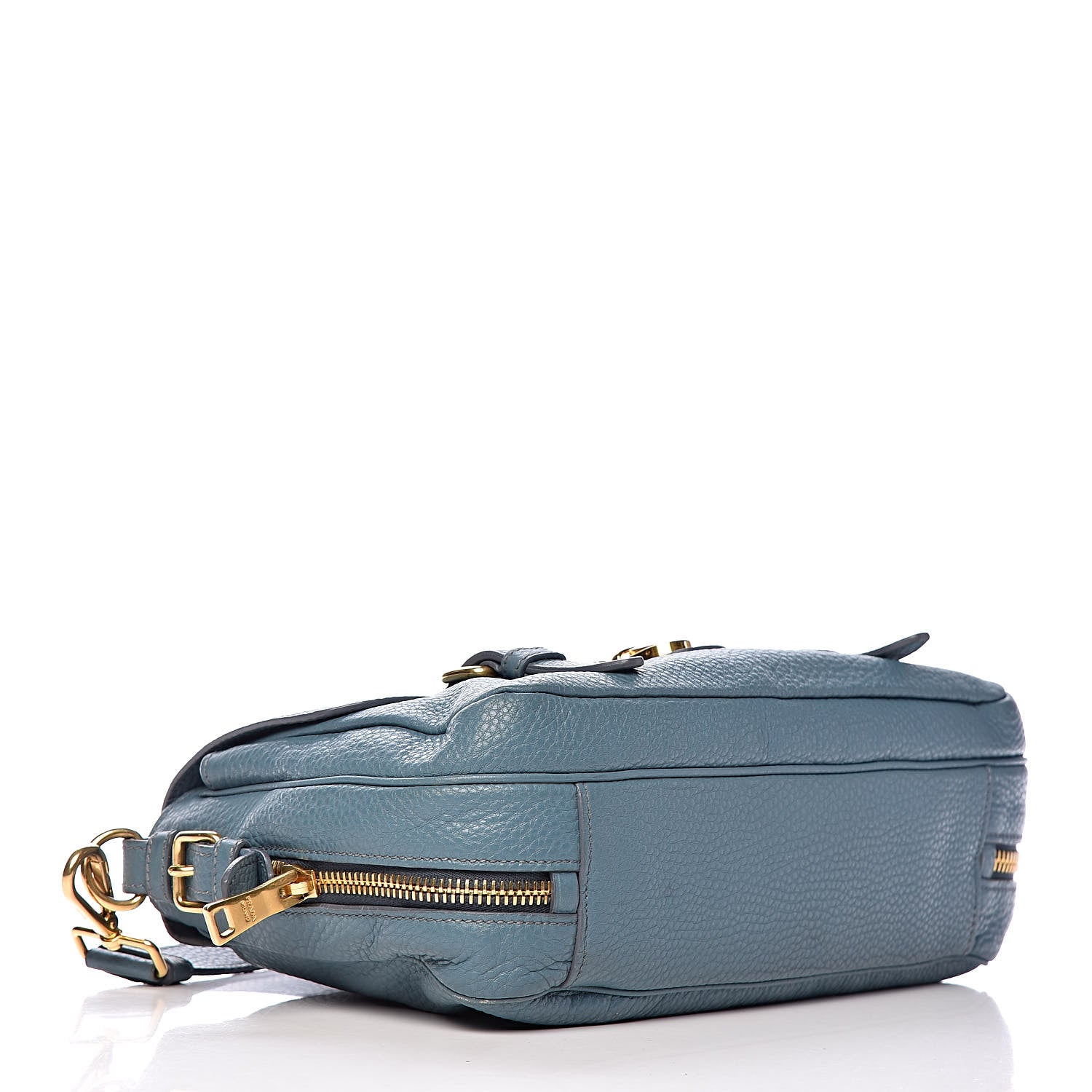 Prada Vitello Daino Push Lock Messenger Bag Marine 4 of 18