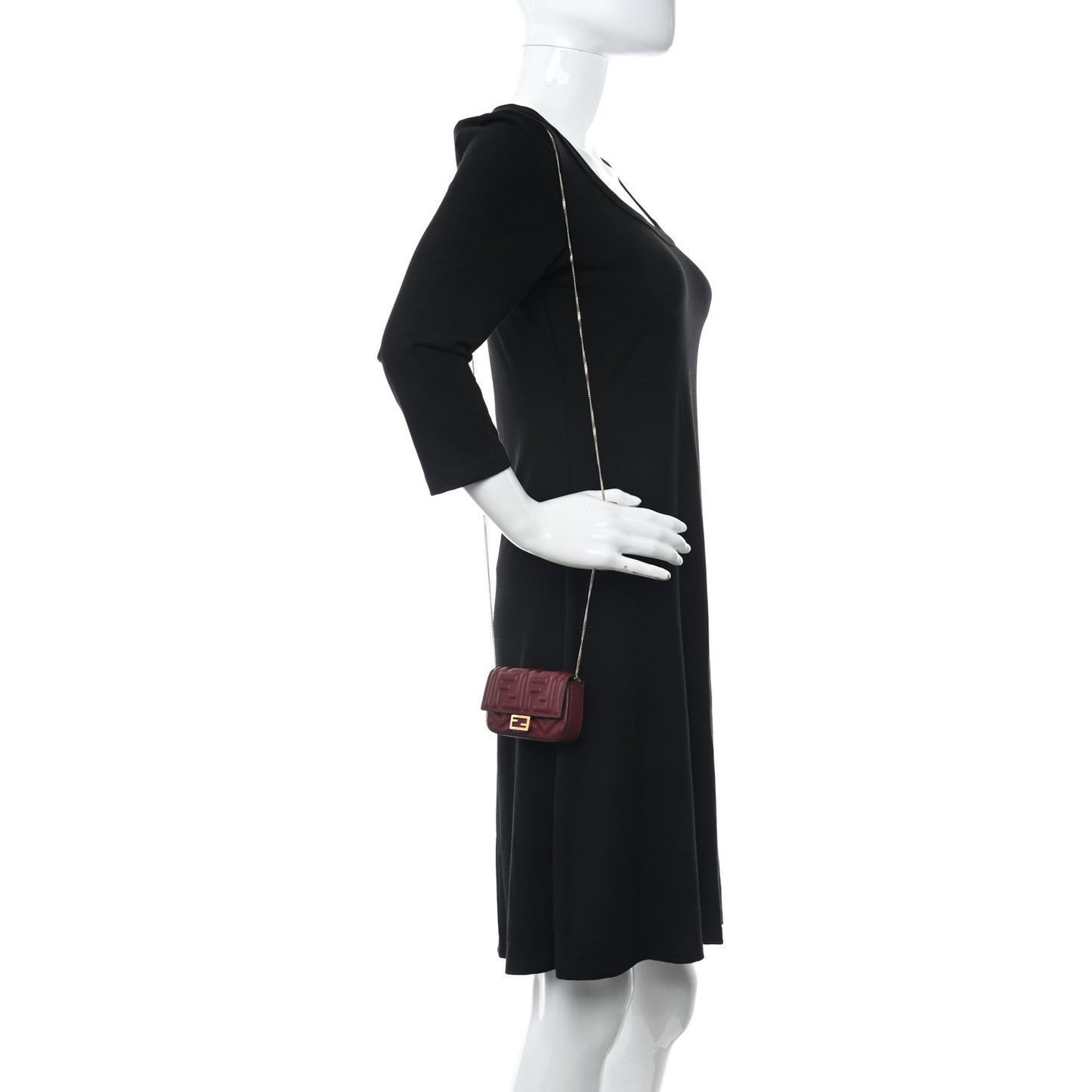 Nappa Matisse FF Embossed Nano Baguette Charm Barolo
