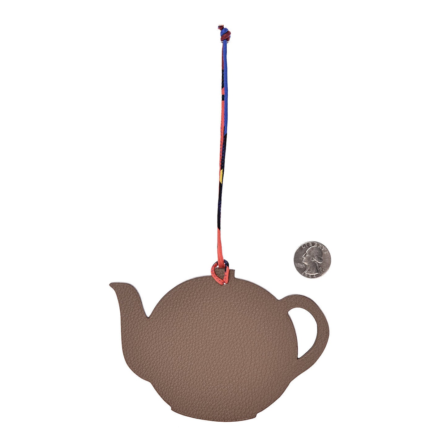 Togo Epsom Petit H Teapot Bag Charm Etoupe Bleu Atoll