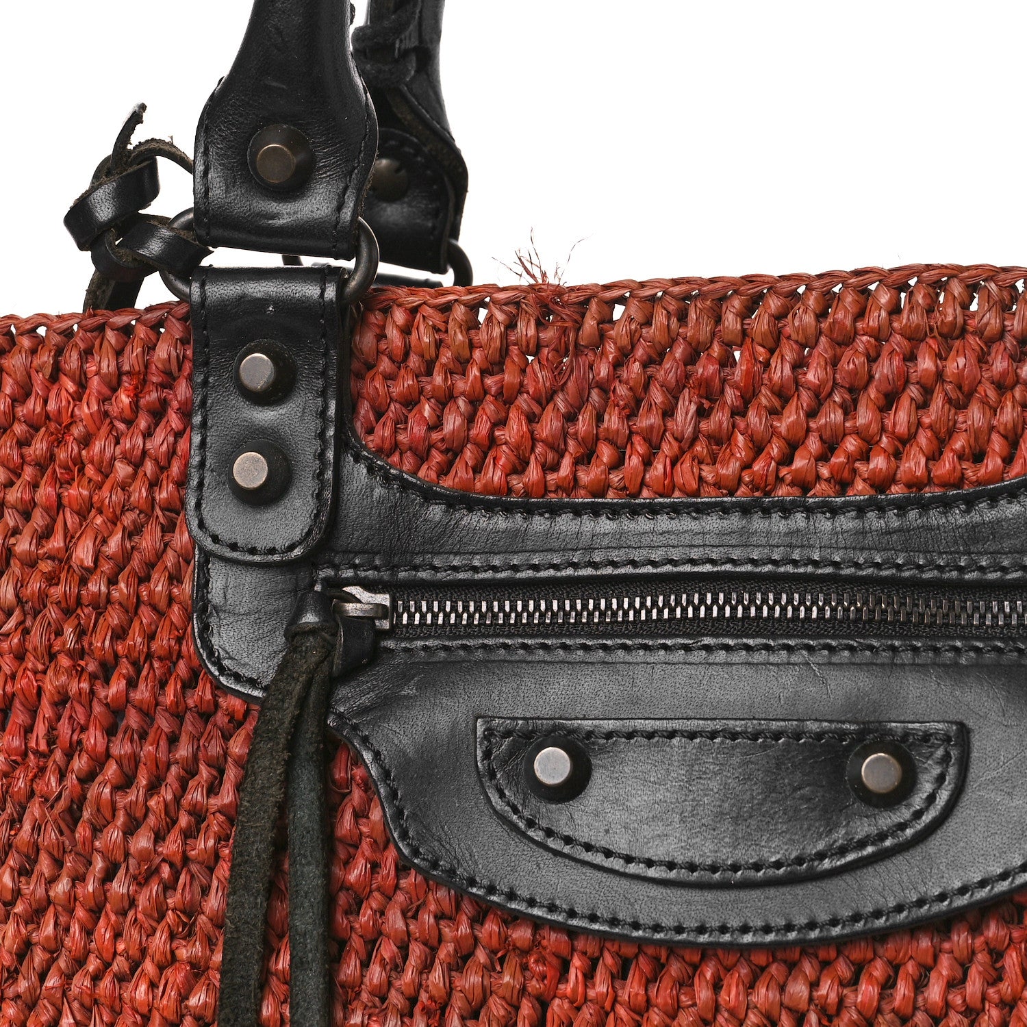 Balenciaga Raffia Woven Large Tote Brown Black 12 of 12