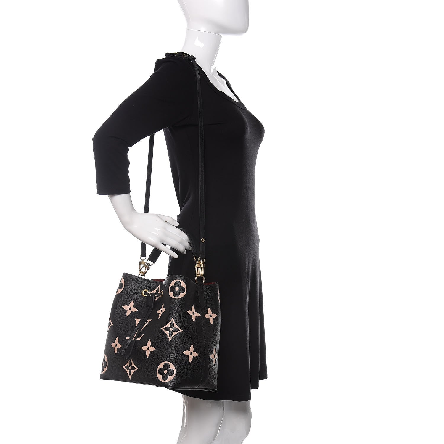 Louis Vuitton Empreinte Monogram Giant Neonoe MM Black Beige 2 of 10