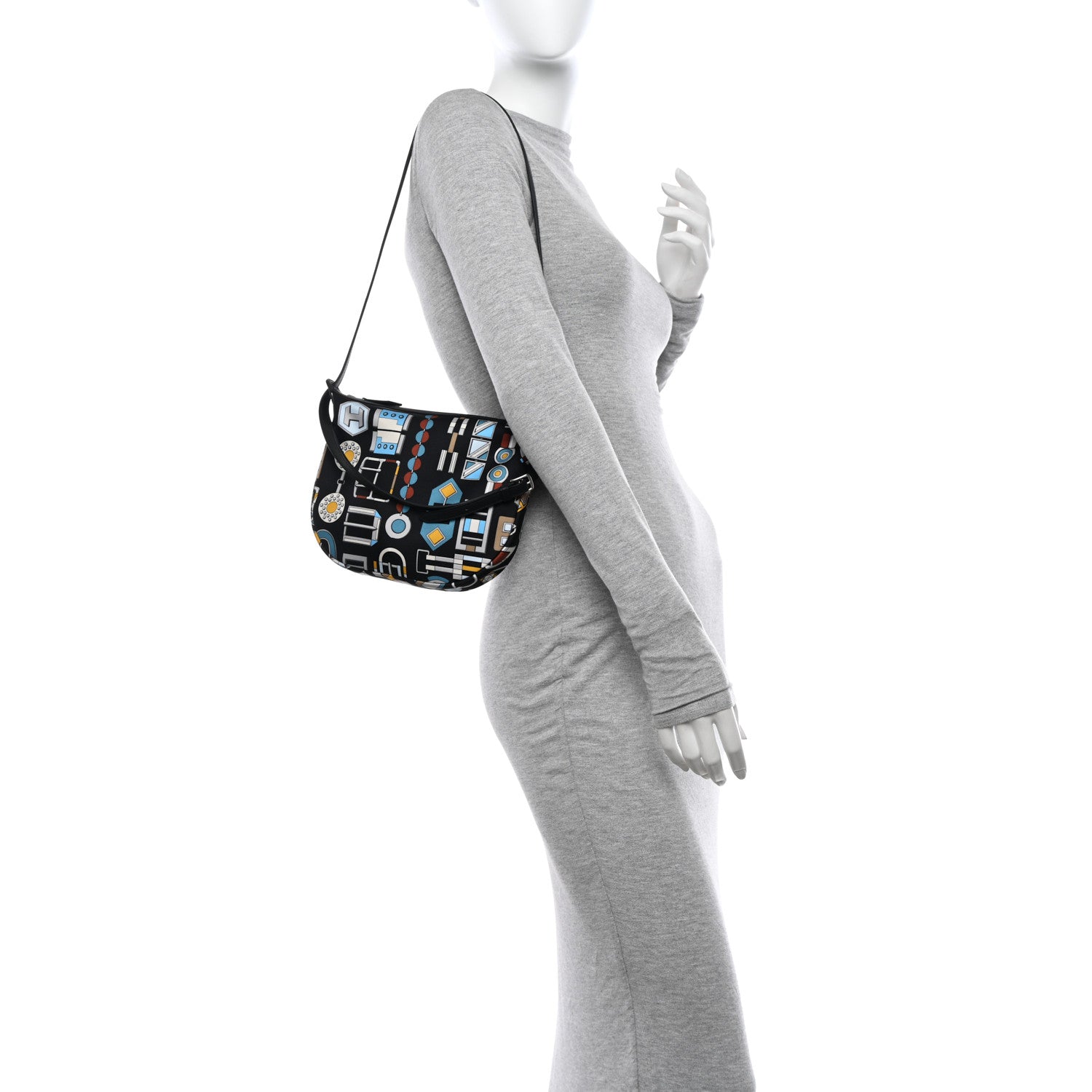 Hermes Silk Sursoie To Go Pouch Bleu Marine Craie Noir 2 of 10