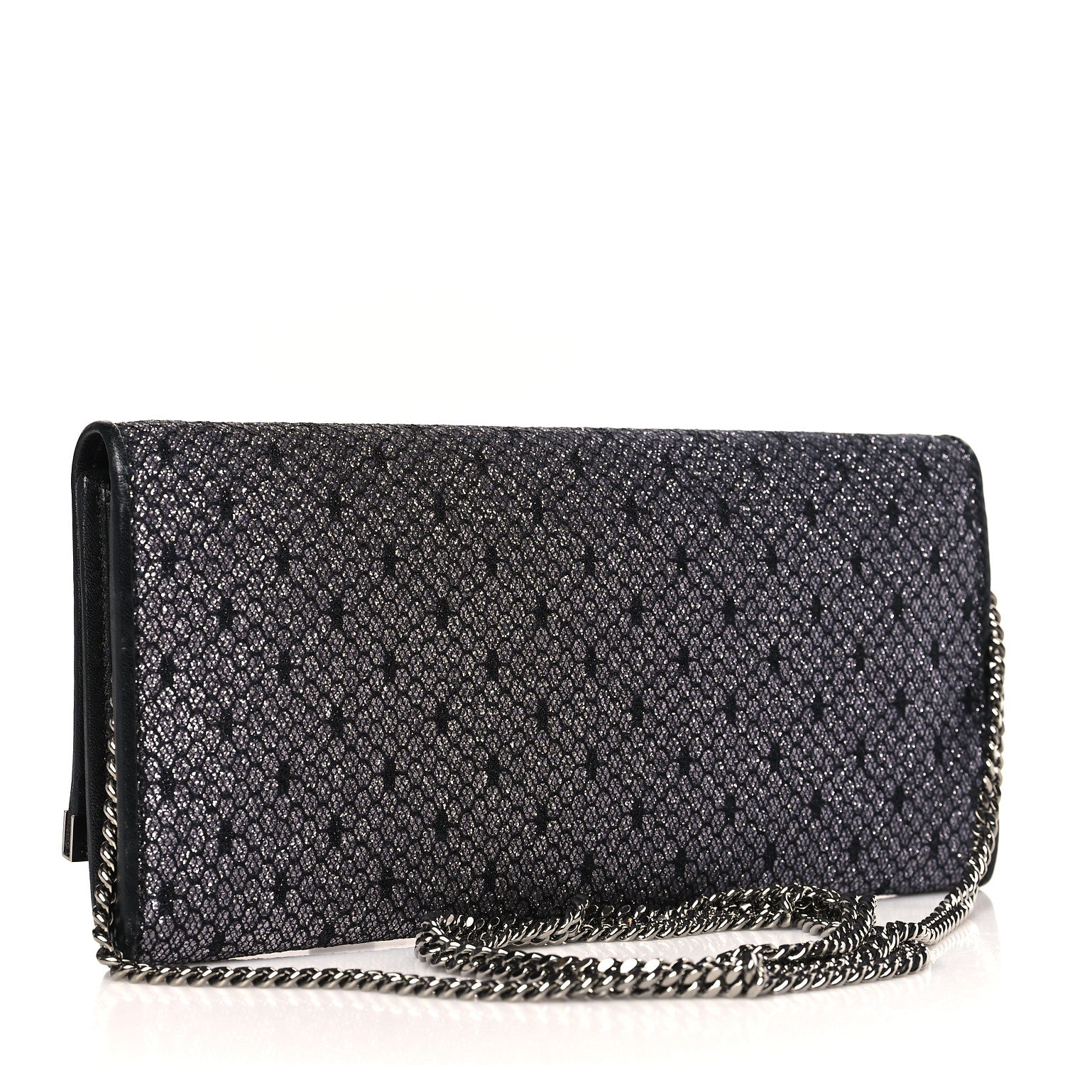 Jimmy Choo Glitter Milla Wallet on Chain Black Anthracite 3 of 8