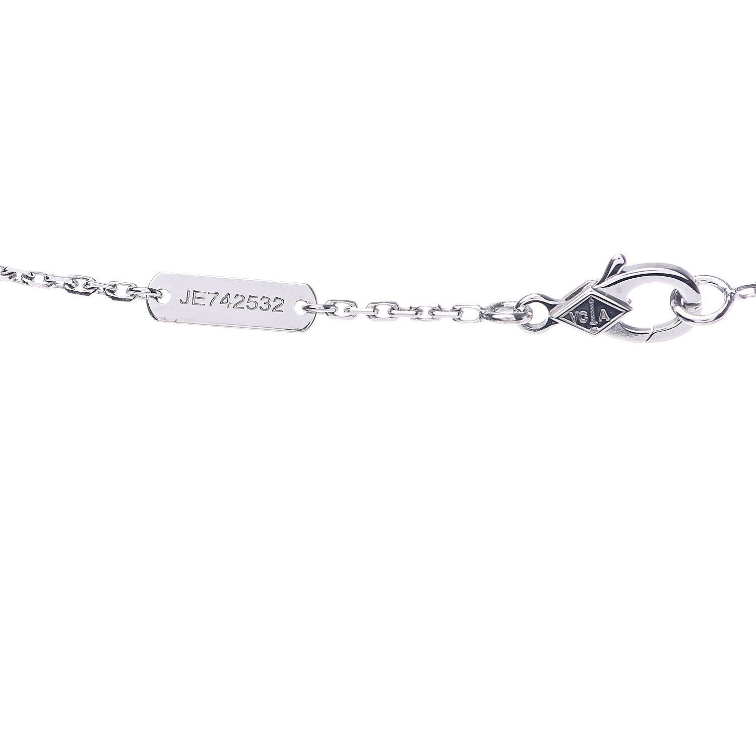 Van Cleef & Arpels 18K White Gold Mother of Pearl Vintage Alhambra Pendant Necklace 6 of 6
