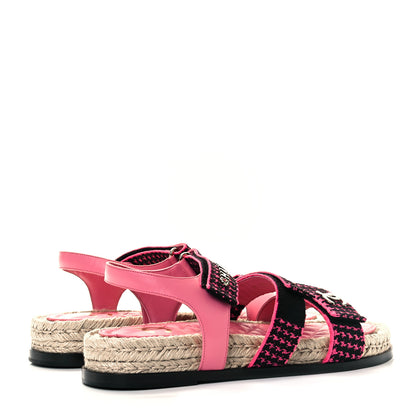 Chanel Stretch Fabric Lambskin CC Flat Sandals 39 Pink Black 4 of 9