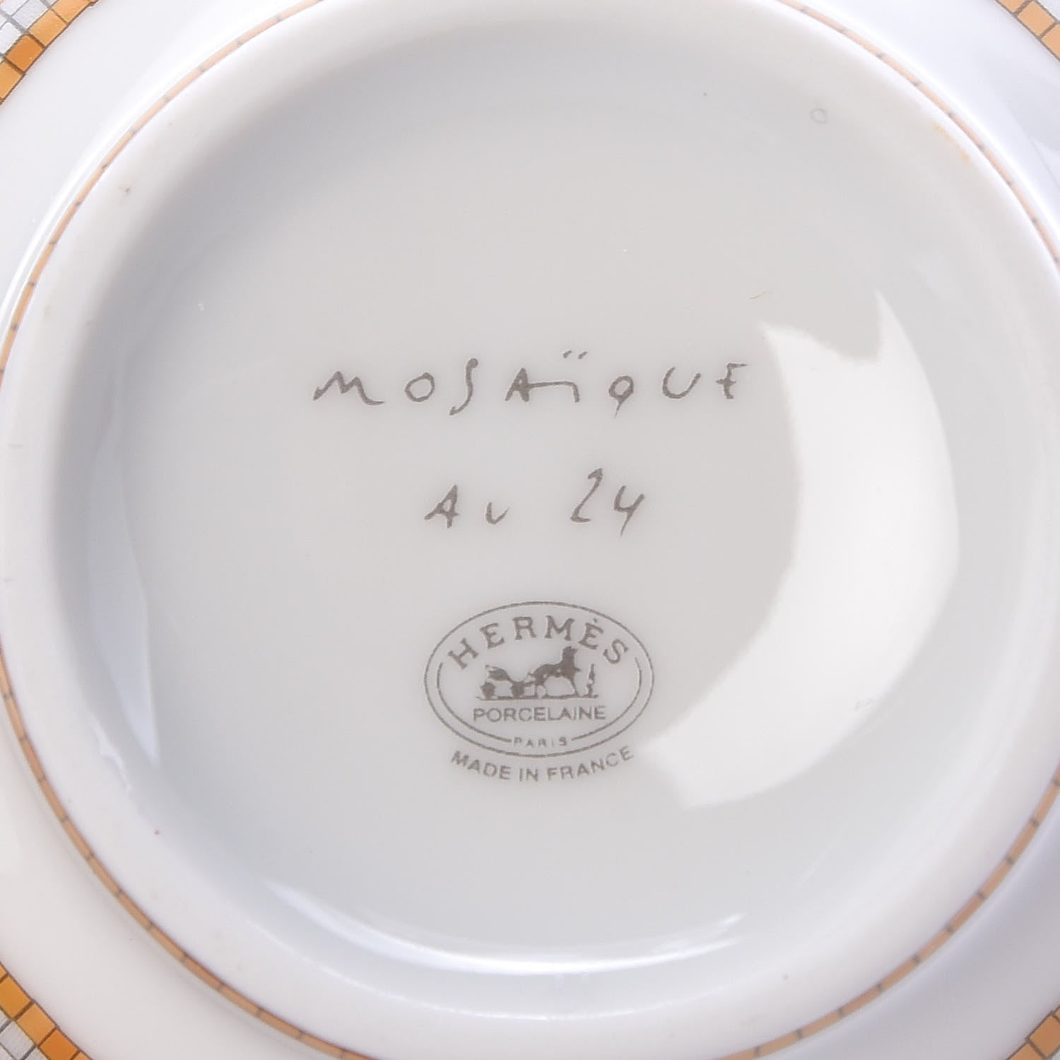 Hermes Porcelain Mosaique Au 24 Porcelain Tea Cup with Lid and Saucer 4 of 5