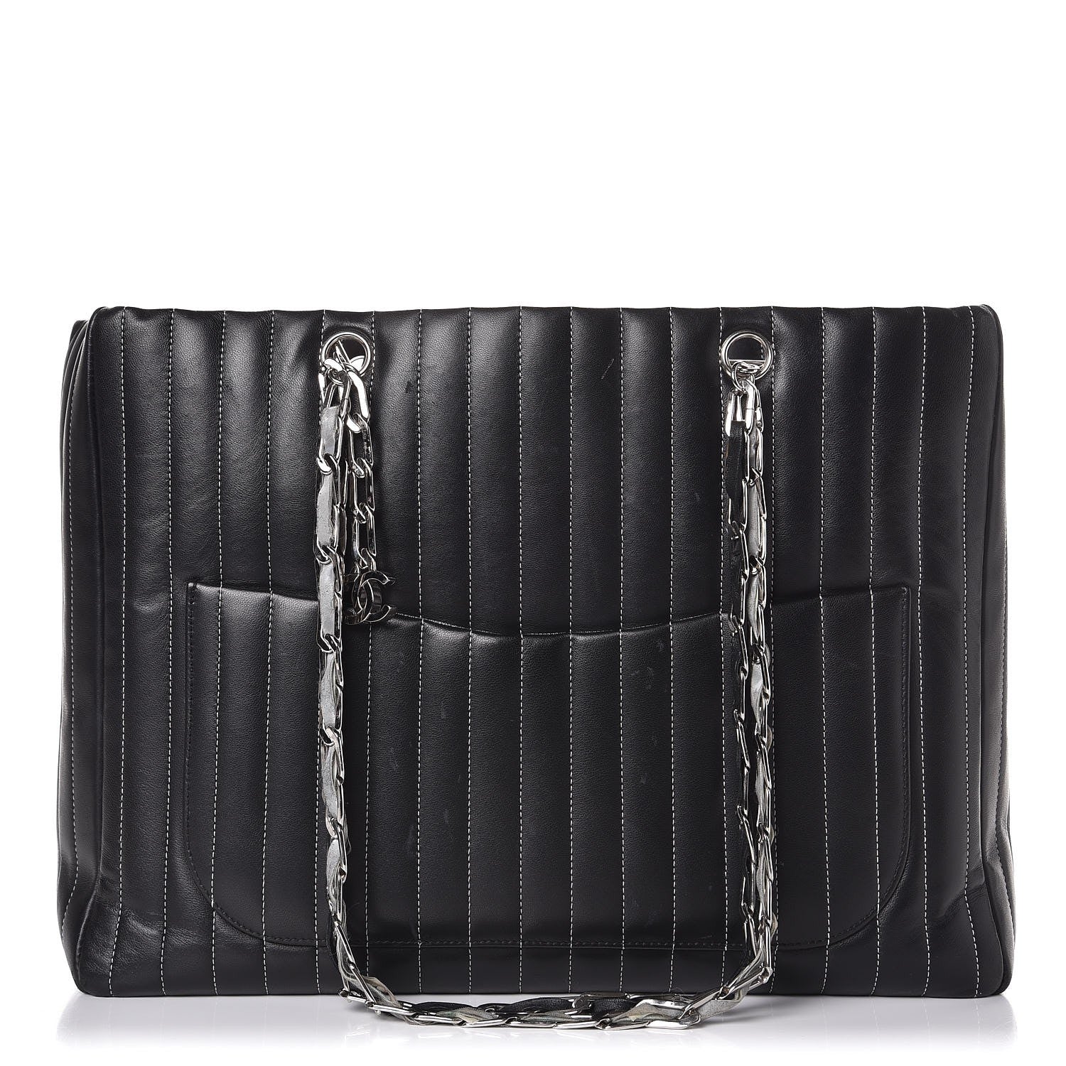 Chanel Lambskin Vertical Quilted Large Mademoiselle Tote Black 1 of 11