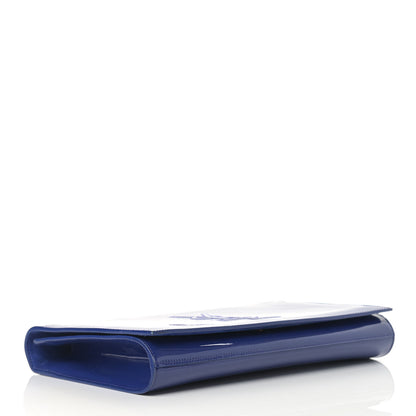 Saint Laurent Patent Calfskin Monogram Large Belle De Jour Clutch Royal Blue 4 of 11