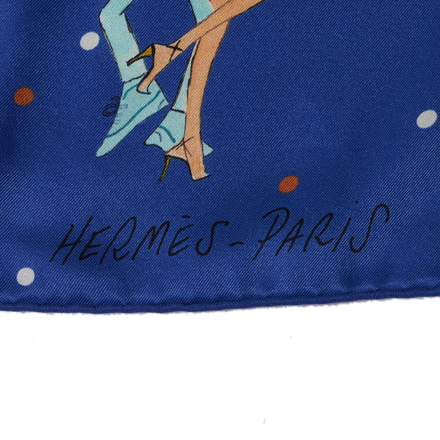 Hermes Silk Les Parisiennes De Kiraz Scarf 70 Indigo Turquoise