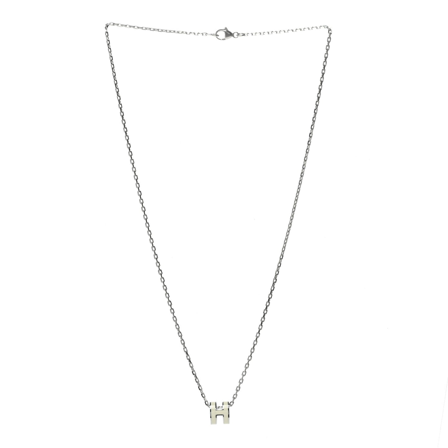 Lacquered Palladium Mini Pop H Pendant Necklace White
