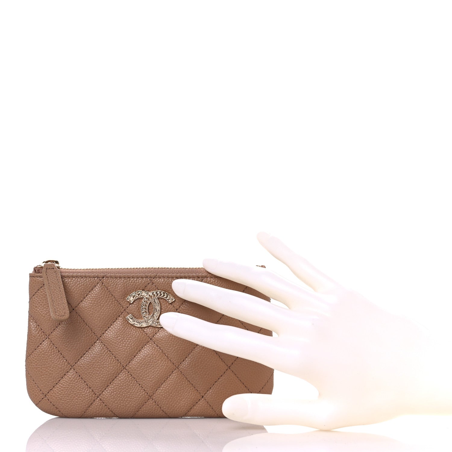 Chanel Caviar Quilted Small Multi Chain Cosmetic Case Beige 2 of 7