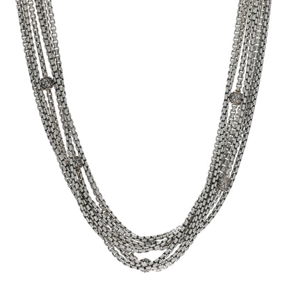 David Yurman DAVID YURMAN Sterling Silver 18K Yellow Gold Diamond Box Chain Eight Strand Necklace 1 of 4