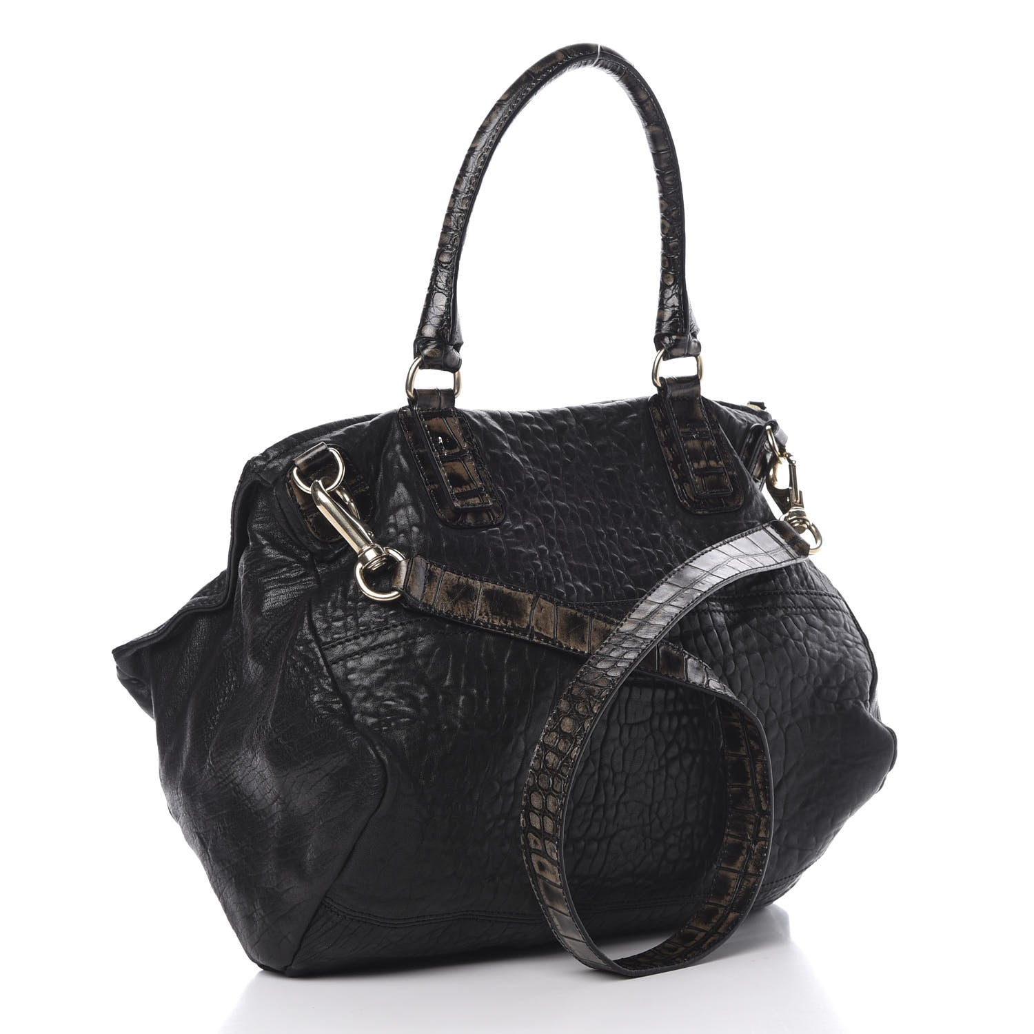 Givenchy Pebbled Sheepskin Calfskin Crocodile Embossed Large Pandora Black 3 of 13