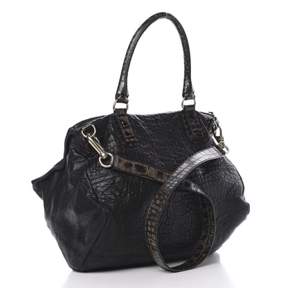 Givenchy Pebbled Sheepskin Calfskin Crocodile Embossed Large Pandora Black 3 of 13