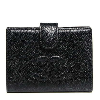 Chanel Caviar Timeless CC Compact French Wallet Black 1 of 8