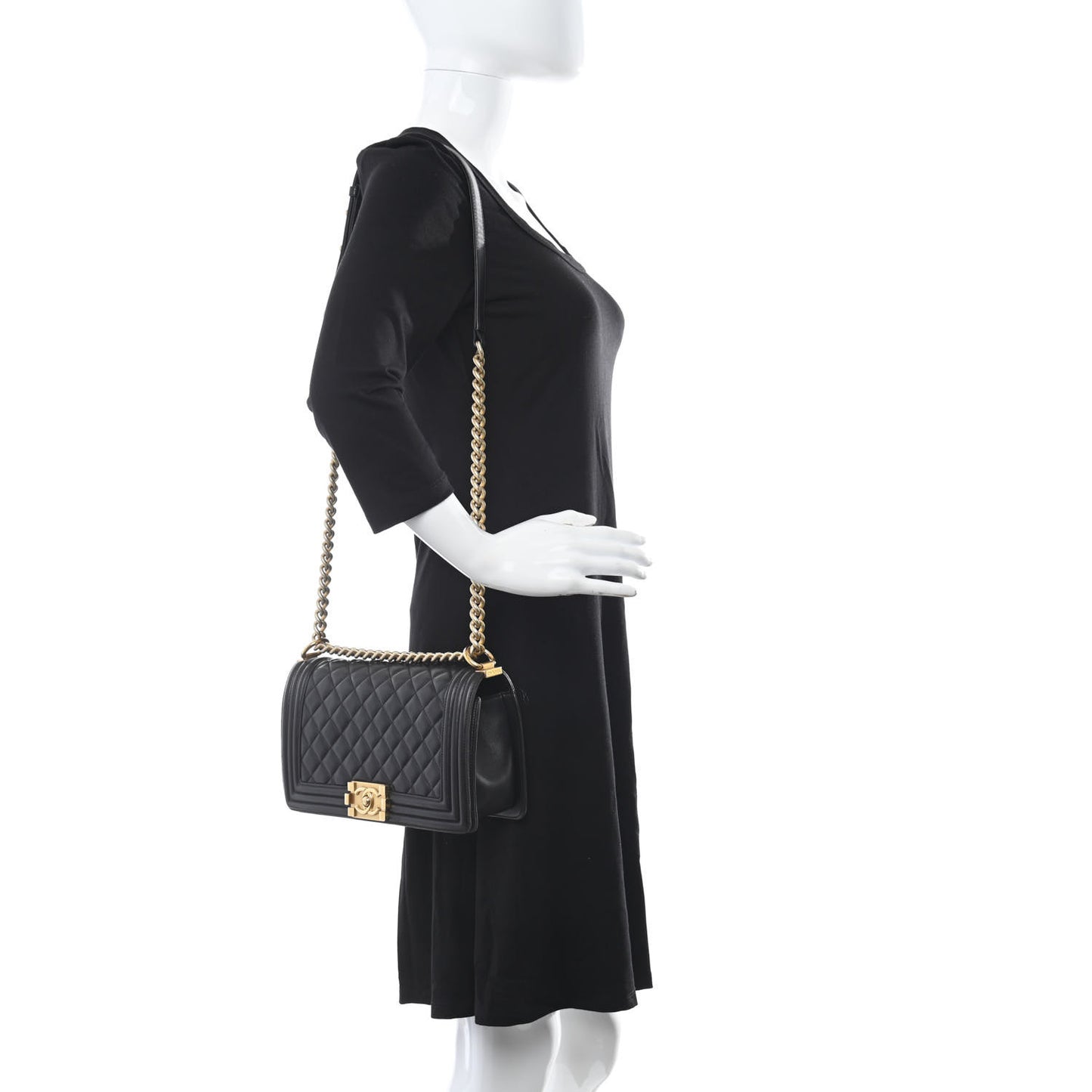 Lambskin Quilted Medium Boy Flap Black
