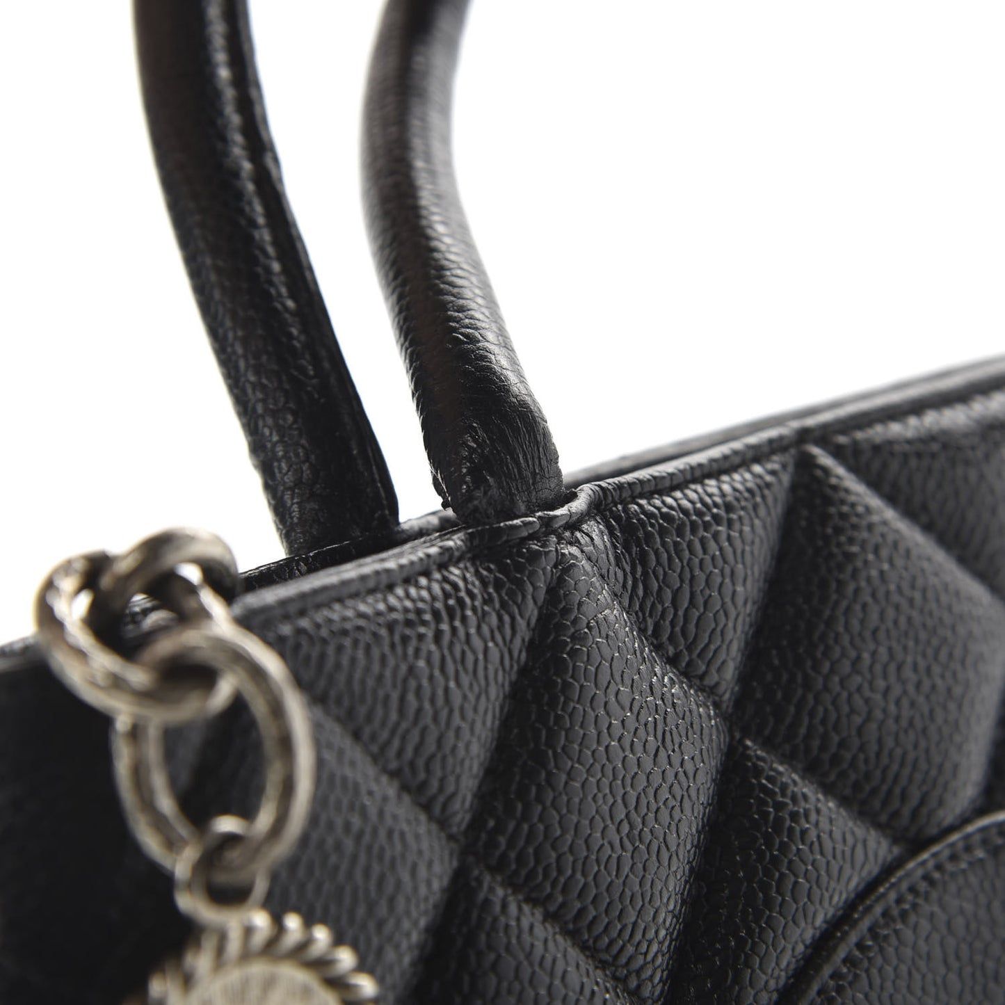 Caviar Quilted Medallion Tote Black