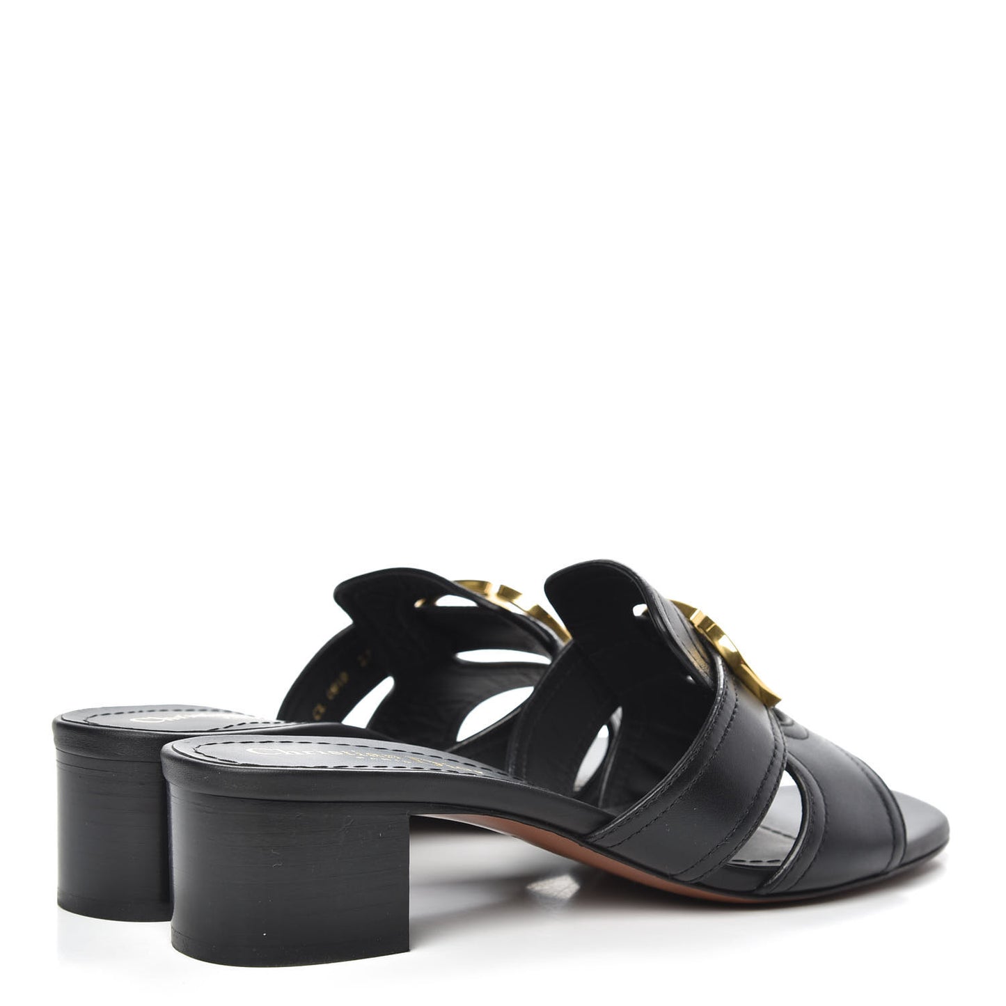 Calfskin 30 Montaigne Mid-Heel Slide Sandals 37 Black