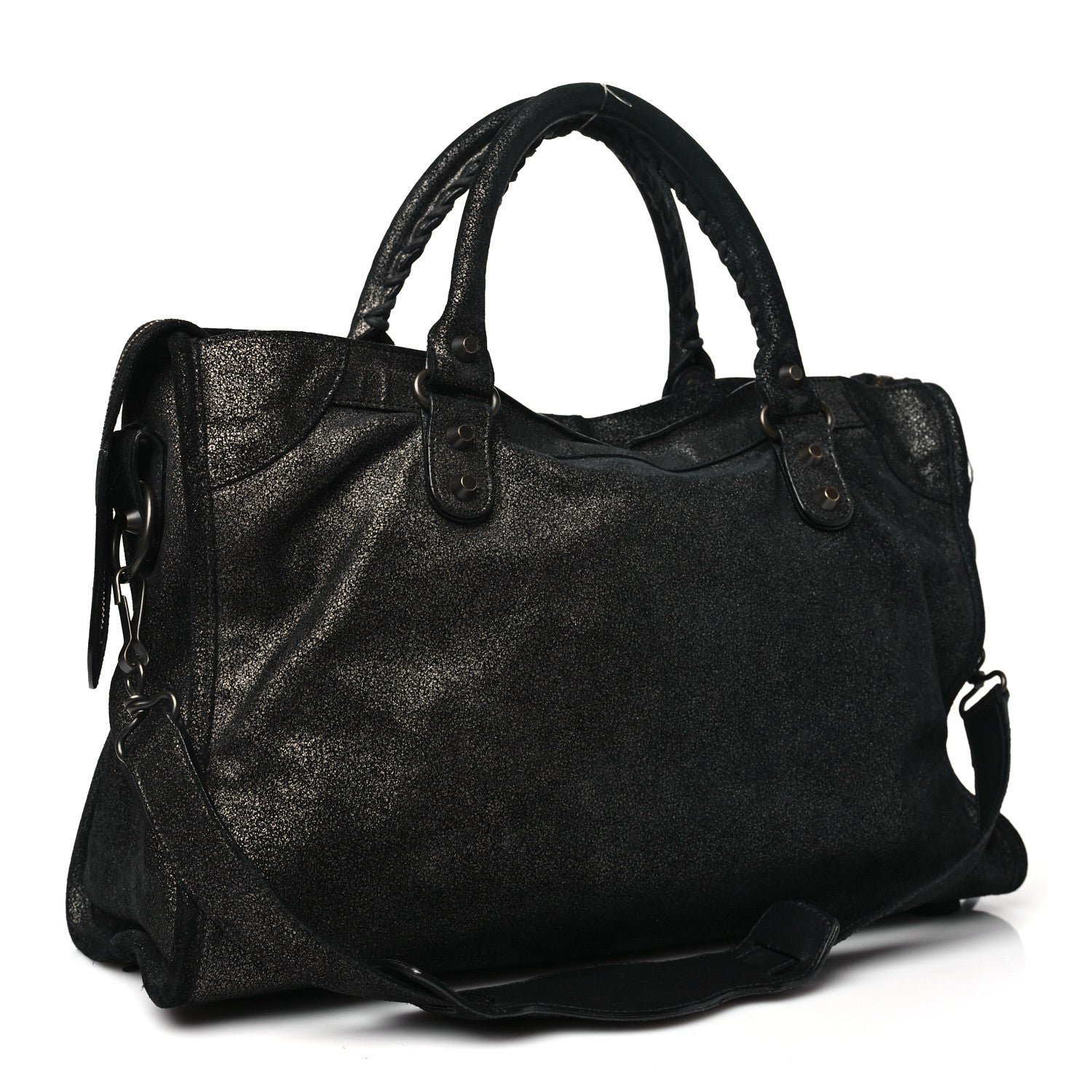Balenciaga Metallic Craquele Calfskin Classic Hardware City Black 4 of 12