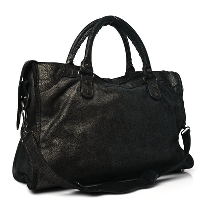 Balenciaga Metallic Craquele Calfskin Classic Hardware City Black 4 of 12