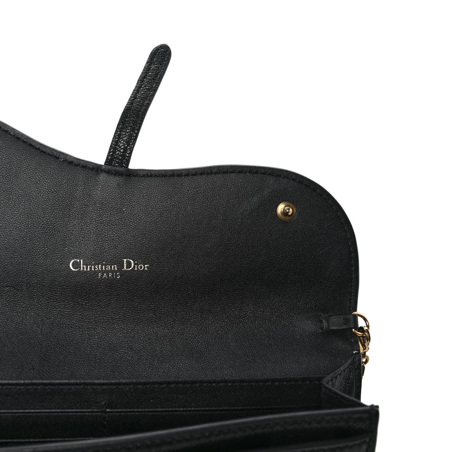 Goatskin Saddle Long Wallet With Chain Black