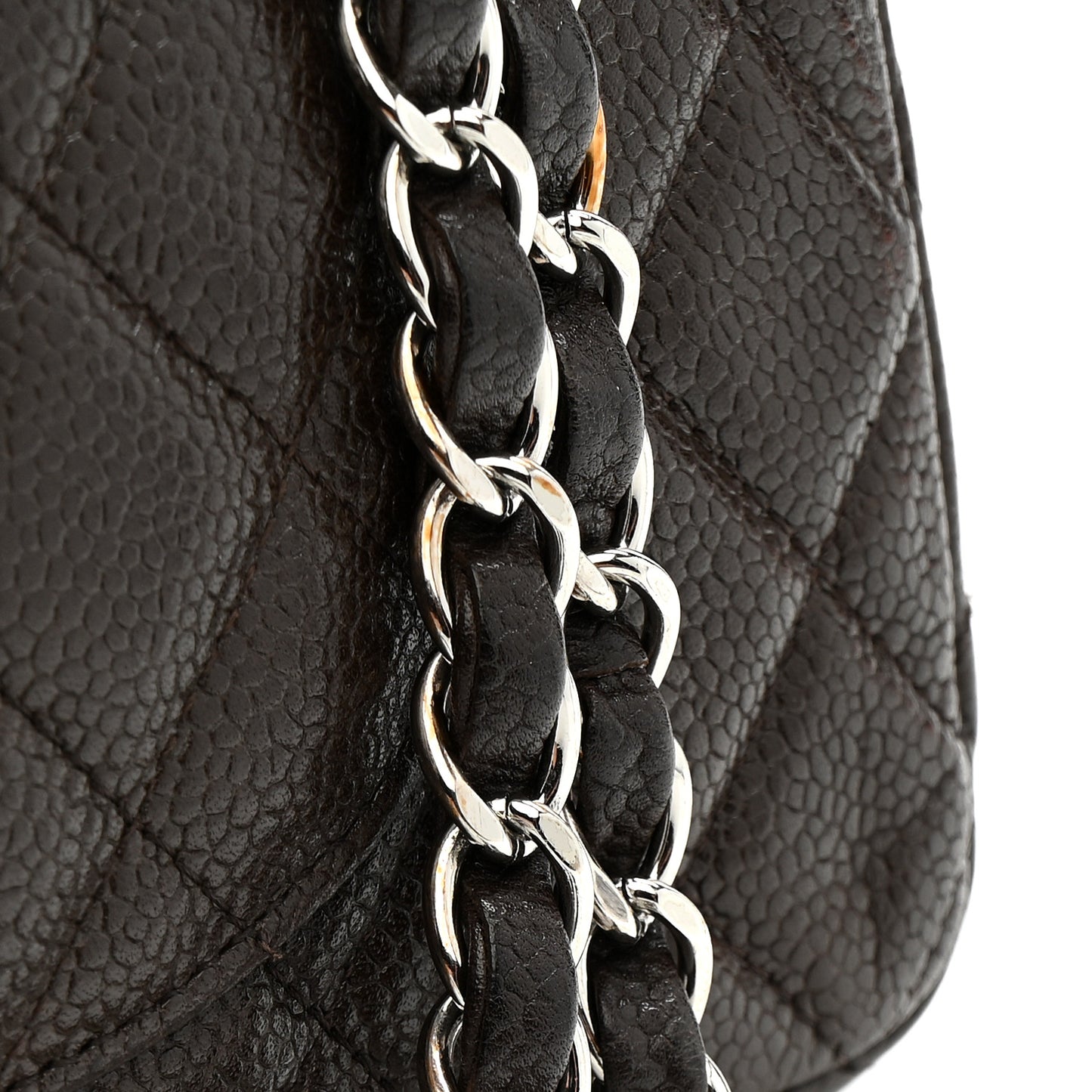 Caviar Quilted Medium Double Flap Brown