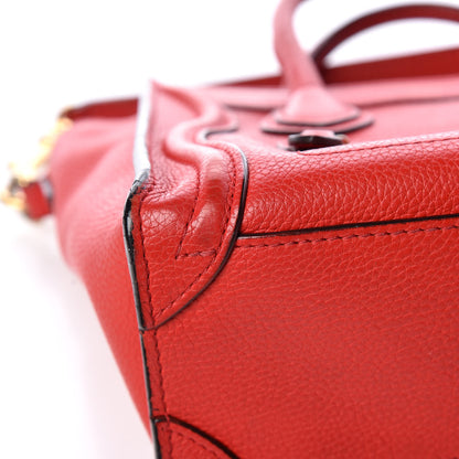 Celine Drummed Calfskin Nano Luggage Coquelicot 11 of 14