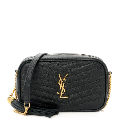 Saint Laurent Grain De Poudre Matelasse Monogram Mini Lou Camera Bag Black 1 of 11